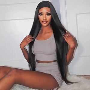 30-inch Long Seamless Bone Straight Headband Wig